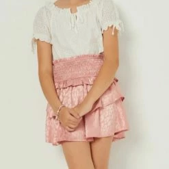 Hayden Girls Satin Leopard Print Smocked Skirt