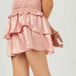 Hayden Girls Satin Leopard Print Smocked Skirt