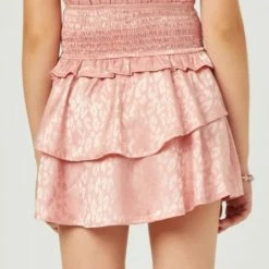 Hayden Girls Satin Leopard Print Smocked Skirt