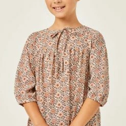 Hayden Girls Tie Neck Floral Printed Peasant Top