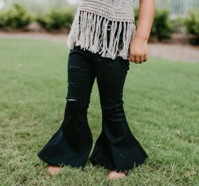 Best Sale ๐ฅฐ Itty Bitty Kid's Boutique Black Denim Flares ๐ง Girls โญ 3 Itty Bitty Kid's Boutique Black Denim Flares Girls
