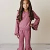 Itty Bitty Kid's Boutique Girls Plum Hooded Ruffle Set