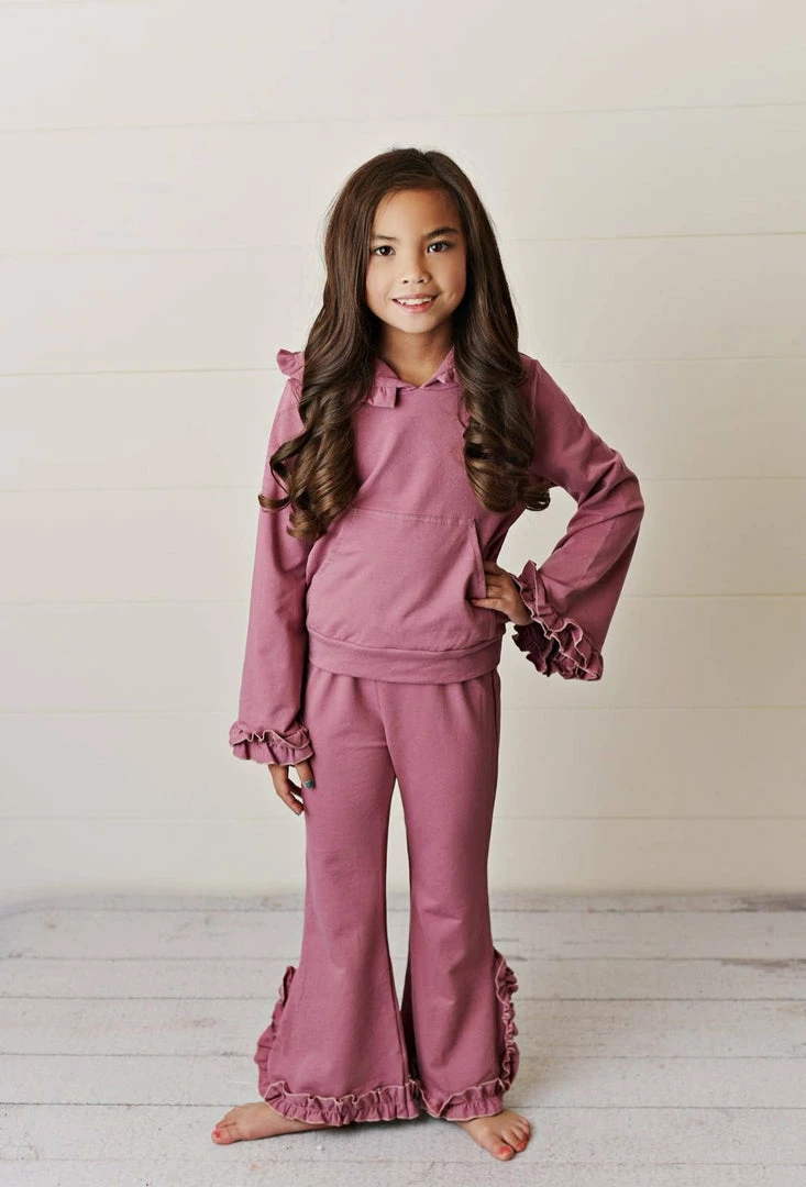 New ๐ Itty Bitty Kid's Boutique ๐ง Girls Plum Hooded Ruffle Set ๐ 3 Itty Bitty Kid's Boutique Girls Plum Hooded Ruffle Set