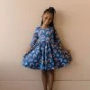 Ollie Jay Girls Autumn Dress In Navy Rainbow
