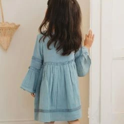 Itty Bitty Kid's Boutique Pale Blue Muslin Dress