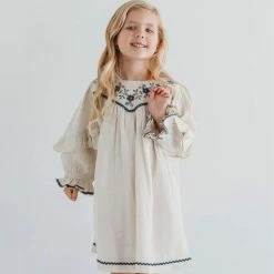 Itty Bitty Kid's Boutique Accent Sleeve Embroidered Dress