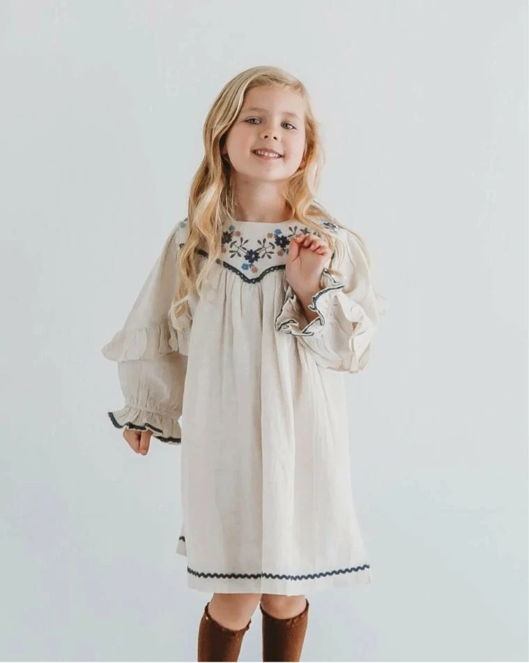 Best Pirce 🛒 Itty Bitty Kid's Boutique Accent Sleeve Embroidered 👗 Dress 🎉 3 Itty Bitty Kid's Boutique Accent Sleeve Embroidered Dress