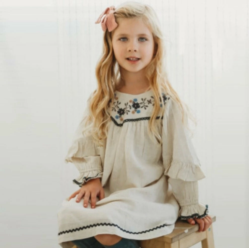 Best Pirce 🛒 Itty Bitty Kid's Boutique Accent Sleeve Embroidered 👗 Dress 🎉 5 Itty Bitty Kid's Boutique Accent Sleeve Embroidered Dress