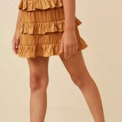 Itty Bitty Kid's Boutique Shimmery Ruffle Tiered Smocked Waist Skirt