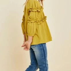 Itty Bitty Kid's Boutique Girls Textured Ruffle Front Top