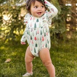 Itty Bitty Kid's Boutique Green Christmas Leah Romper Infants