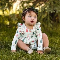 Itty Bitty Kid's Boutique Green Christmas Leah Romper Infants