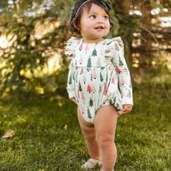 Itty Bitty Kid's Boutique Green Christmas Leah Romper Infants