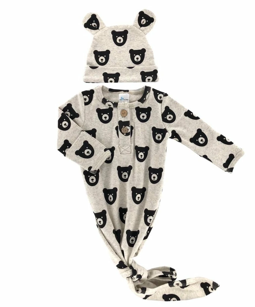 Best Pirce ๐คฉ Itty Bitty Kid's Boutique Oatmeal Bear Knotted Gown With Hat Infants ๐ 3 Itty Bitty Kid's Boutique Oatmeal Bear Knotted Gown With Hat Infants