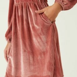 Itty Bitty Kid's Boutique Girls Velvet Corduroy Ruffled Balloon Sleeve Dress