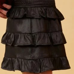Itty Bitty Kid's Boutique Black Shimmery Ruffle Tiered Smocked Waist Skirt
