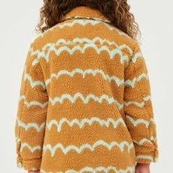 Itty Bitty Kid's Boutique Collared Check Pocket Stripe Sherpa Jacket Girls