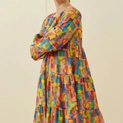 Itty Bitty Kid's Boutique Girls Colorful Patch Print Dress