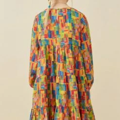 Itty Bitty Kid's Boutique Girls Colorful Patch Print Dress