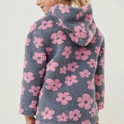 Flash Sale ❤️ Itty Bitty Kid's Boutique All Over Floral Fleece Hooded Jacket 👧 Girls 👏 7 Itty Bitty Kid's Boutique All Over Floral Fleece Hooded Jacket Girls