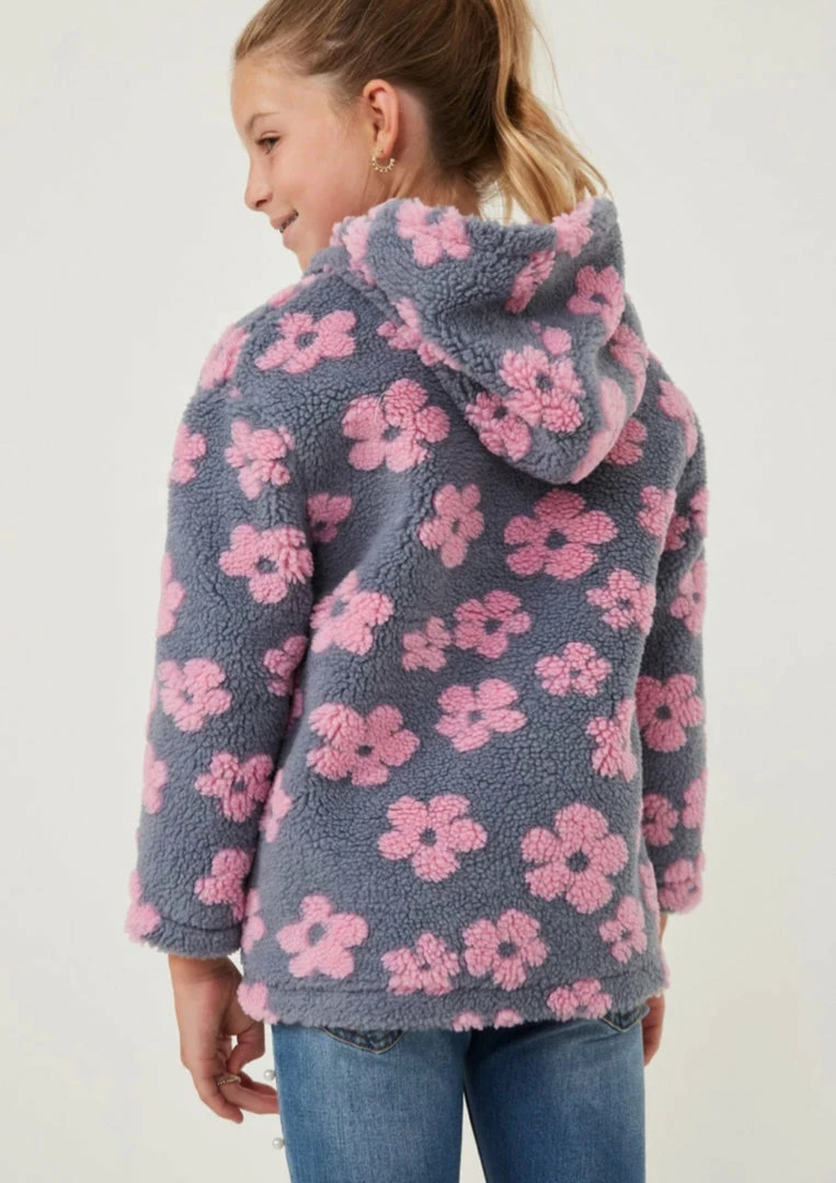 Flash Sale ❤️ Itty Bitty Kid's Boutique All Over Floral Fleece Hooded Jacket 👧 Girls 👏 5 Itty Bitty Kid's Boutique All Over Floral Fleece Hooded Jacket Girls