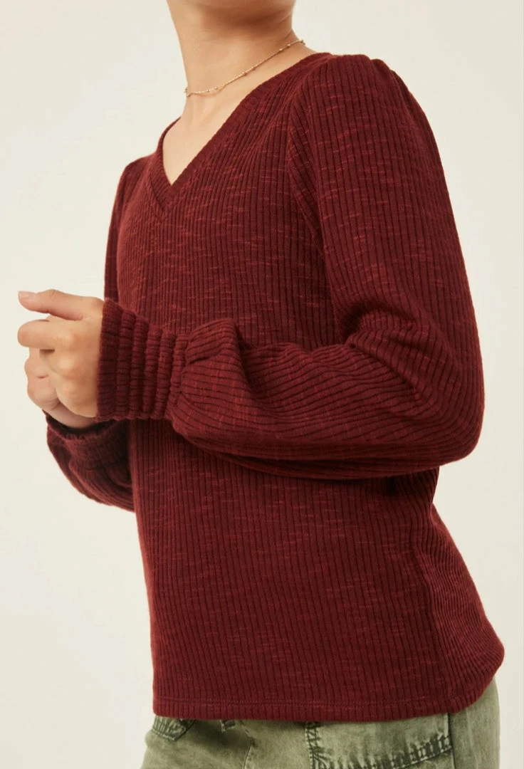 Outlet ๐ Itty Bitty Kid's Boutique Marled Smocked Cuff Ribbed Knit Top ๐ 4 Itty Bitty Kid's Boutique Marled Smocked Cuff Ribbed Knit Top