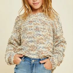 Itty Bitty Kid's Boutique Girls Textured Cappuccino Sweater Top