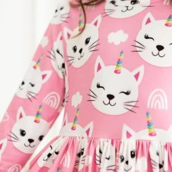 Itty Bitty Kid's Boutique Unicorn Kitties Pocket Twirl Dress