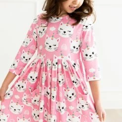 Itty Bitty Kid's Boutique Unicorn Kitties Pocket Twirl Dress