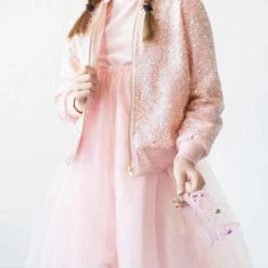 Itty Bitty Kid's Boutique Girls Light Pink Sequin Jacket